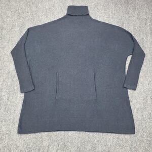Soft Surroundings Sweater Womens Petite Small Blue Wool Angora Turtleneck Tunic